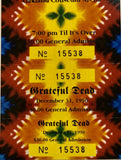 Grateful Dead New Years Eve Ticket Unused December 31, 1990 Oakland Coliseum