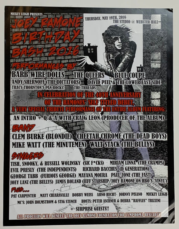 Joey Ramone Birthday Bash 2016 Poster (Read Condition)